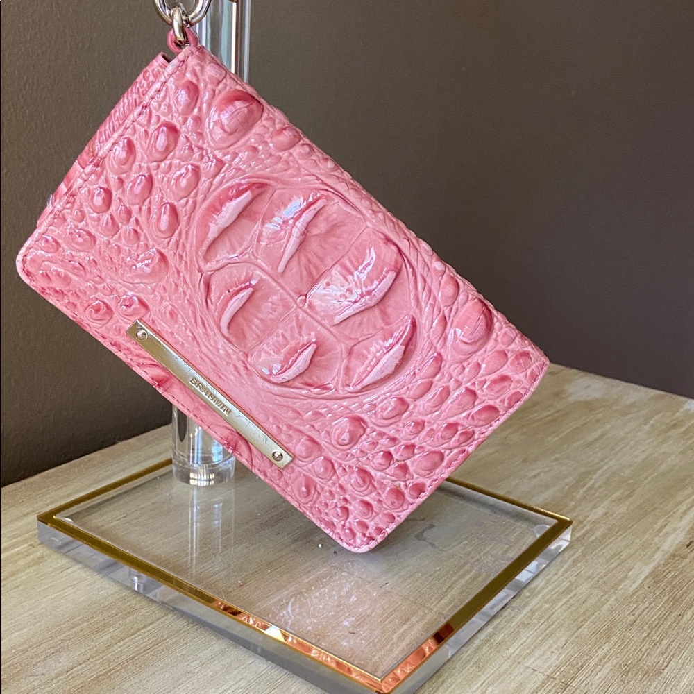 Brahmin Pink Croc-Embossed Clutch